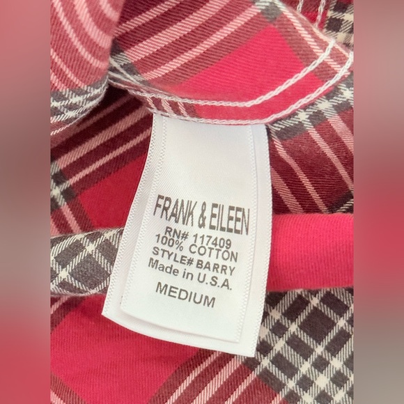 Frank & Eileen Plaid Barry Cotton Button-Up Shirt Red Womens-Medium - Picture 7 of 9